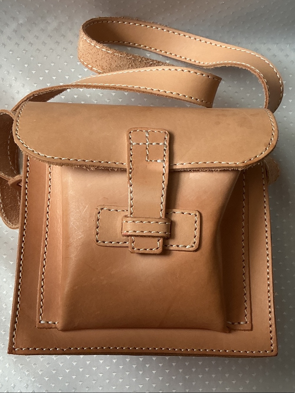 Agnes B. Natural Tan Leather Crossbody Bag